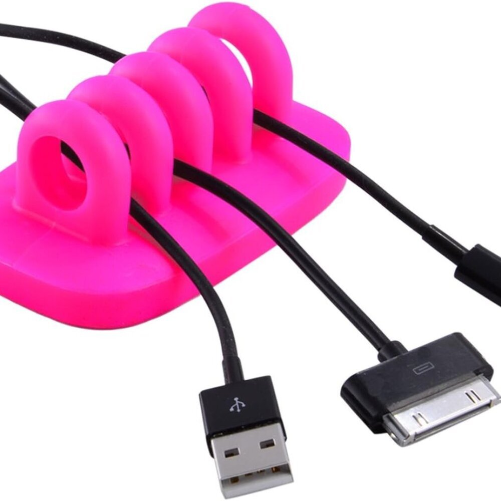 Cable Clip Holder Weighted Desktop Cord Management Fixture Pink